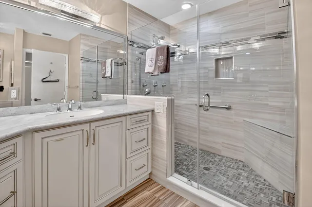 a bathroom with a shower