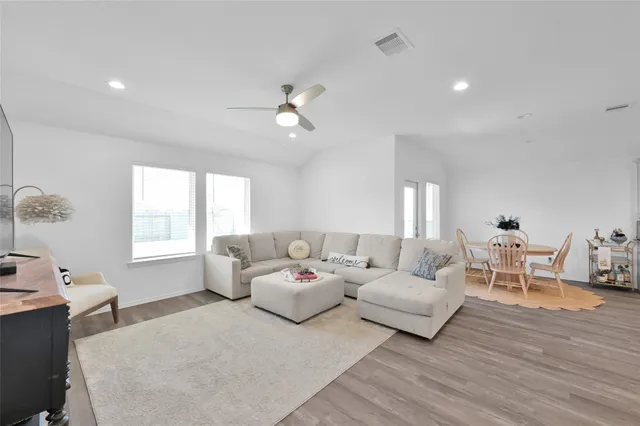 a living room with furniture