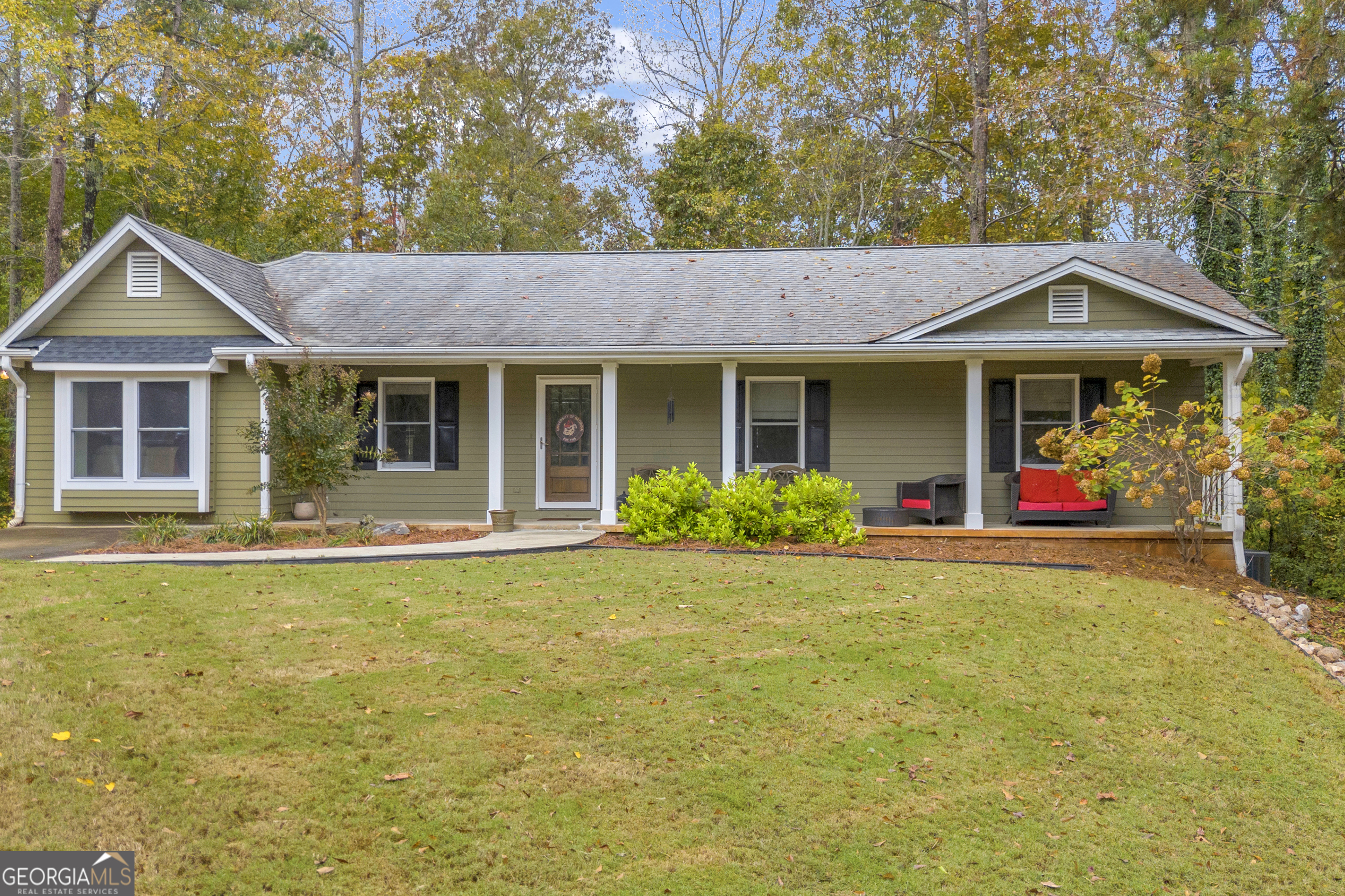 a front view of a house with porch