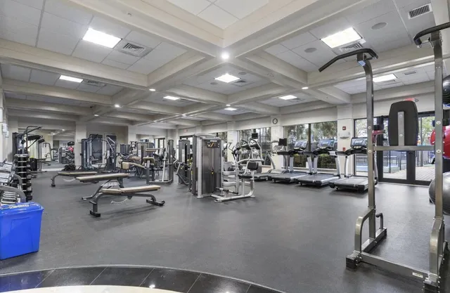 a view of a room with gym equipment