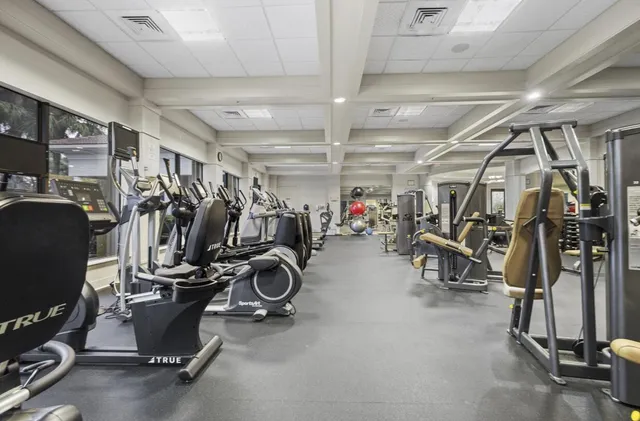a view of a room with gym equipment
