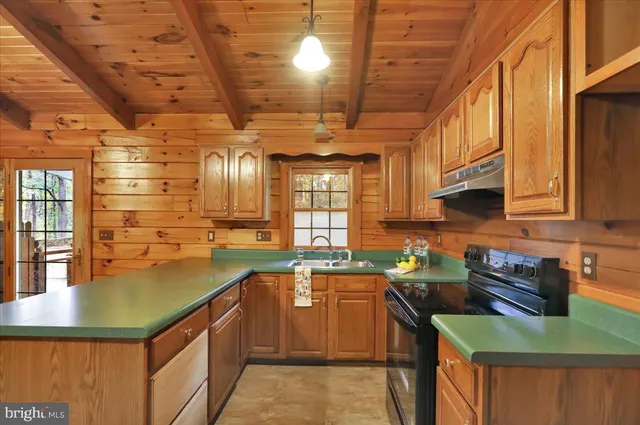a view of a room with shelves