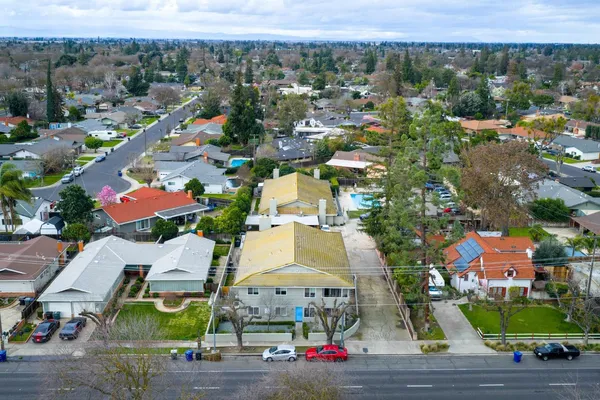 an aerial view of multiple houses