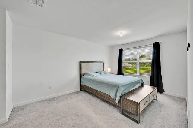 an aerial view of water body with boats and trees all around