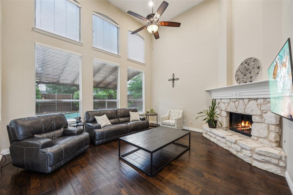 4528 Risinghill Drive Plano, TX 75024 - Photo 9 of 40 a living room with furniture and a fireplace