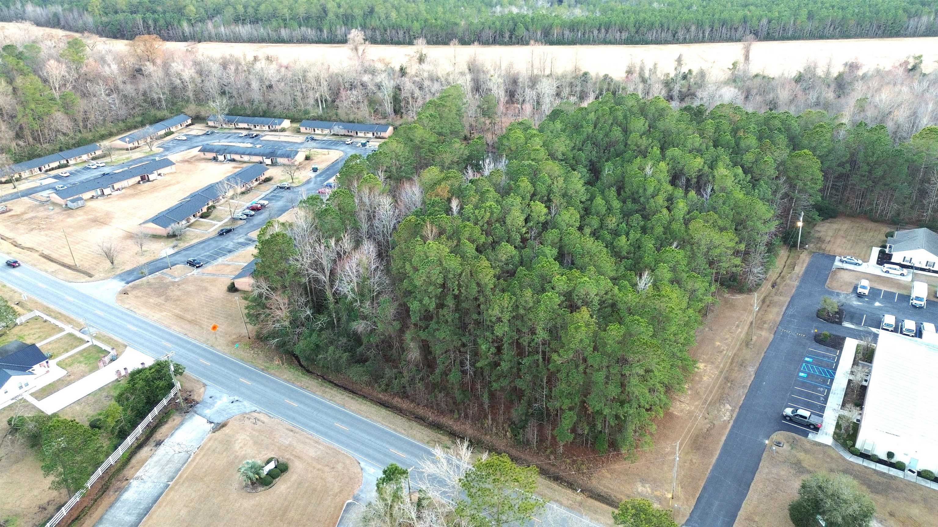 9 Business W Loris Sc 29569 Loris, SC 29569 - Photo 2 of 4 Aerial overview of property's location with a forest