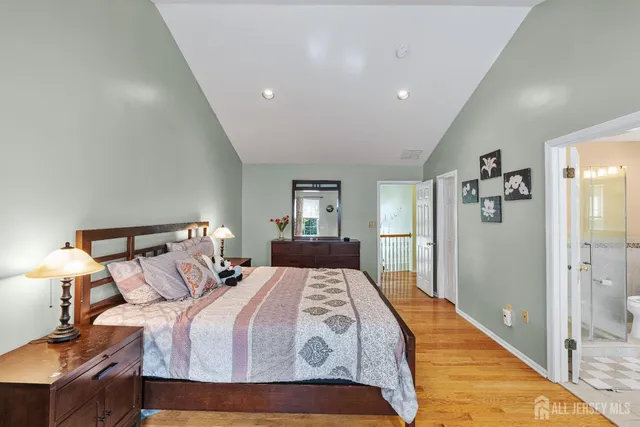a bathroom with a granite countertop shower sink vanity and mirror