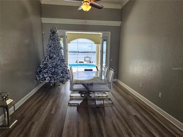 a workspace with wooden floor