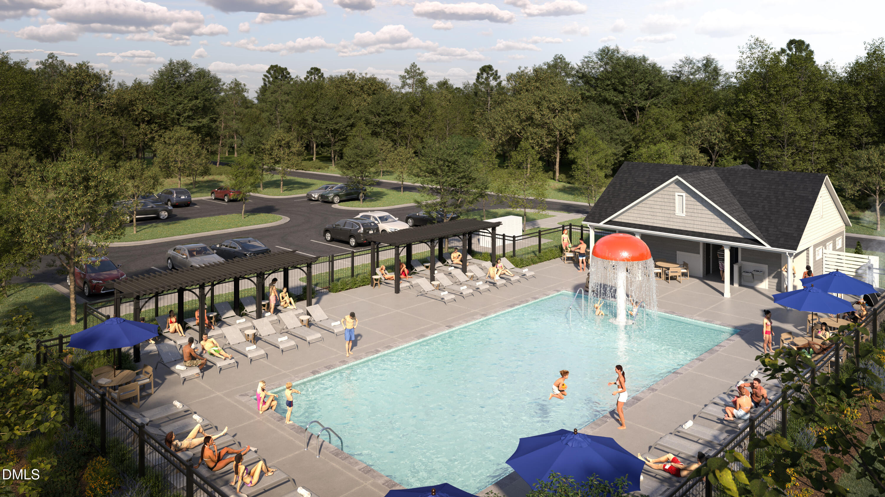 124 Fablewood Trail Garner, NC 27529 - Photo 20 of 27 an aerial view of a house with swimming pool garden and patio