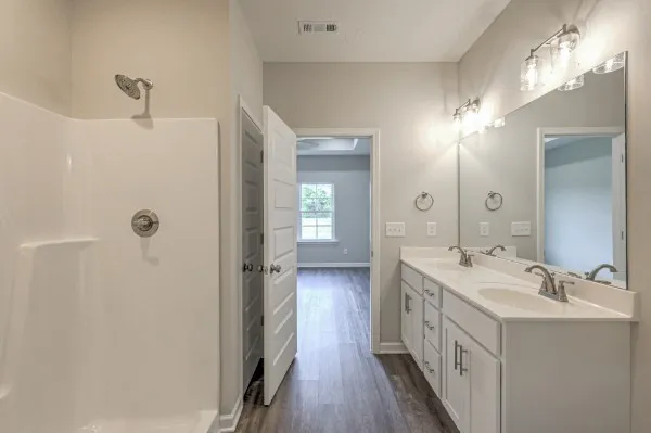 a house view with a garden space