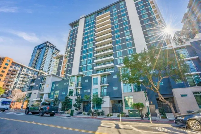 front view of a building with a street