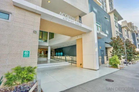 a view of a building with a outdoor space