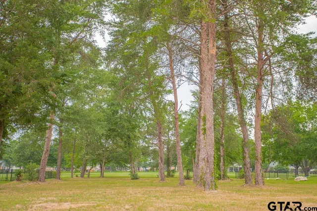 a view of a swimming pool with an outdoor seating and a yard