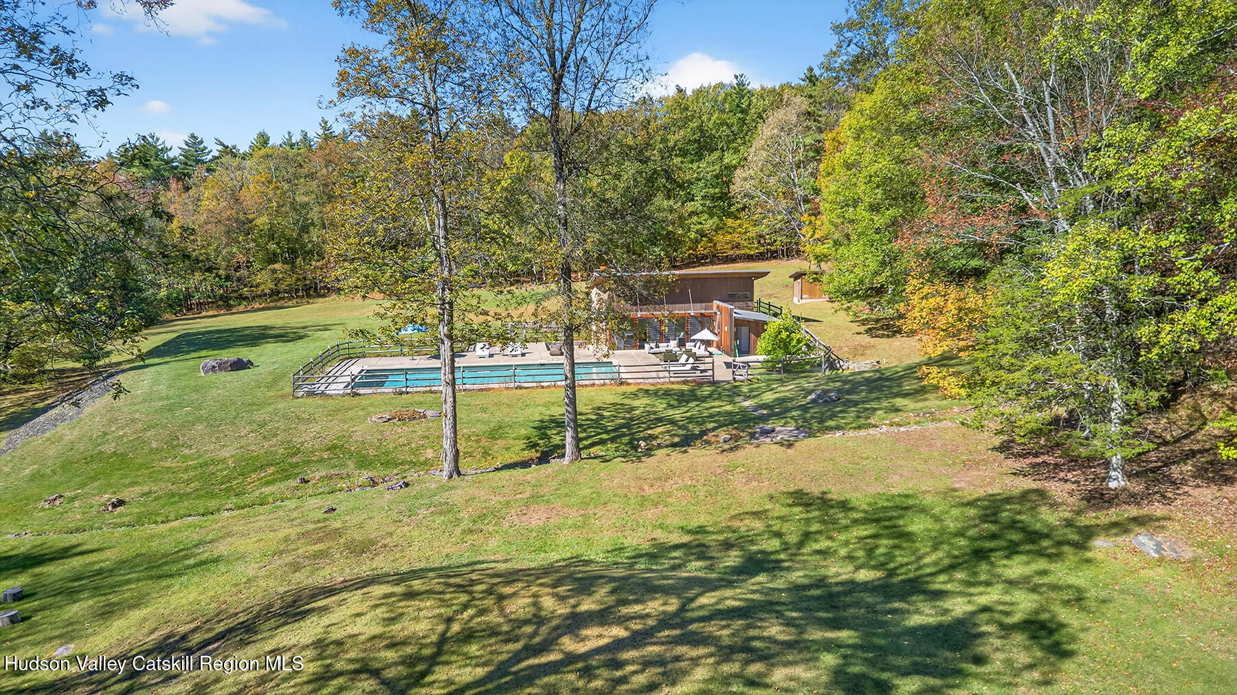 289 Upper Byrdcliffe Road Woodstock, NY 12498 - Photo 37 of 49 Drone house to Pool