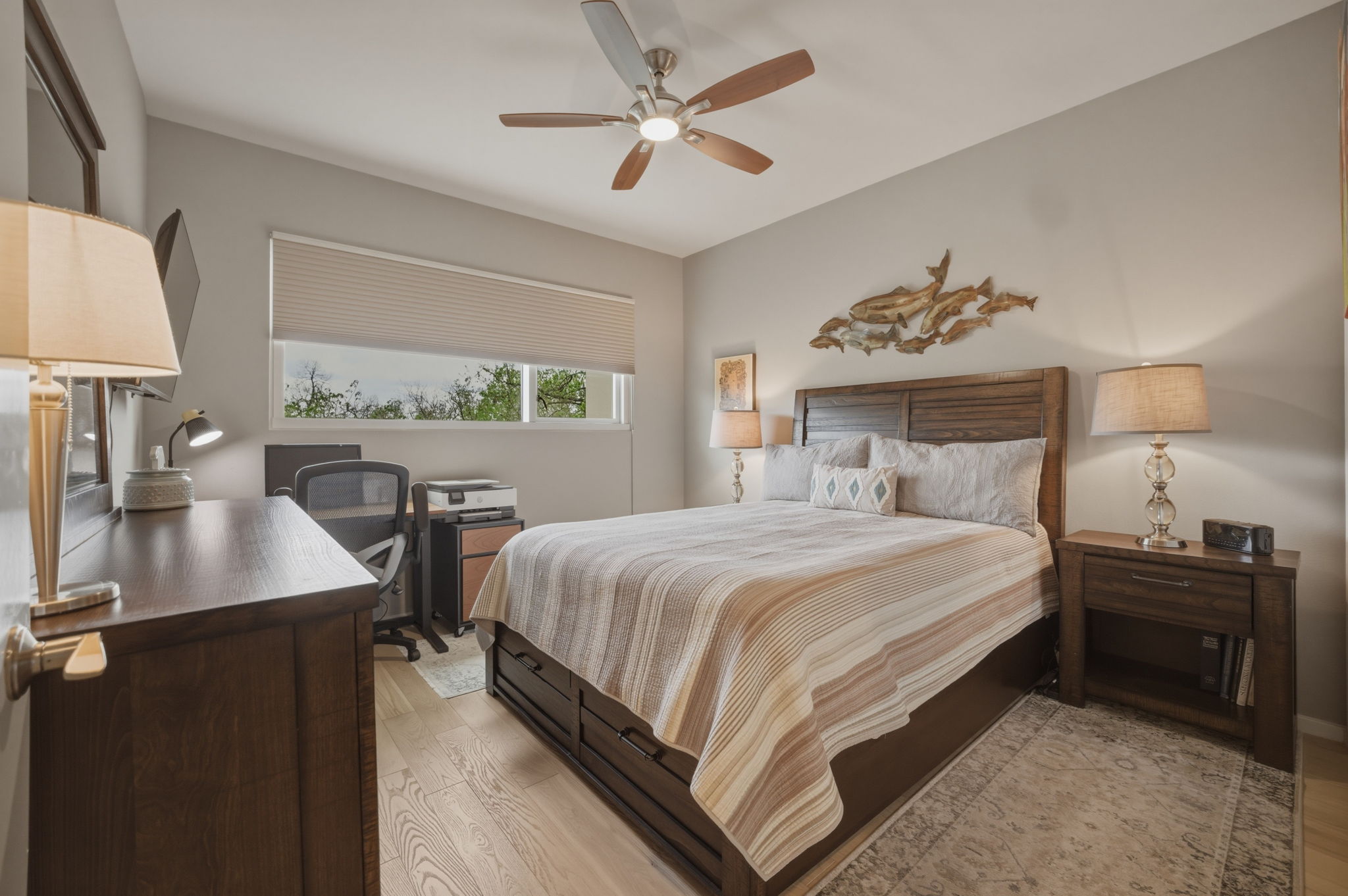 1600 Barton Springs Road, Unit 4305 Austin, TX 78704 - Photo 15 of 26 a bedroom with a bed a desk and chair