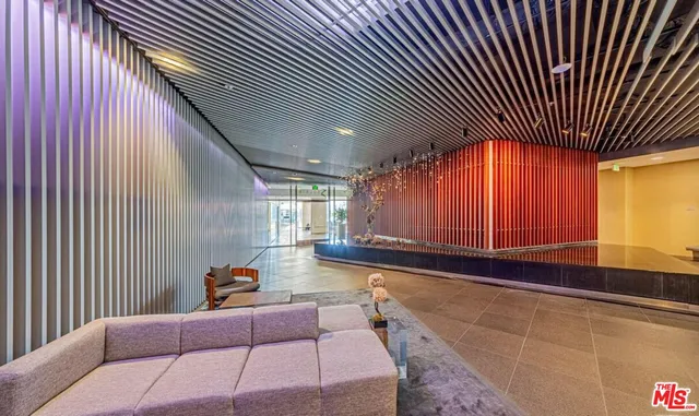 a front view of a building with an outdoor space