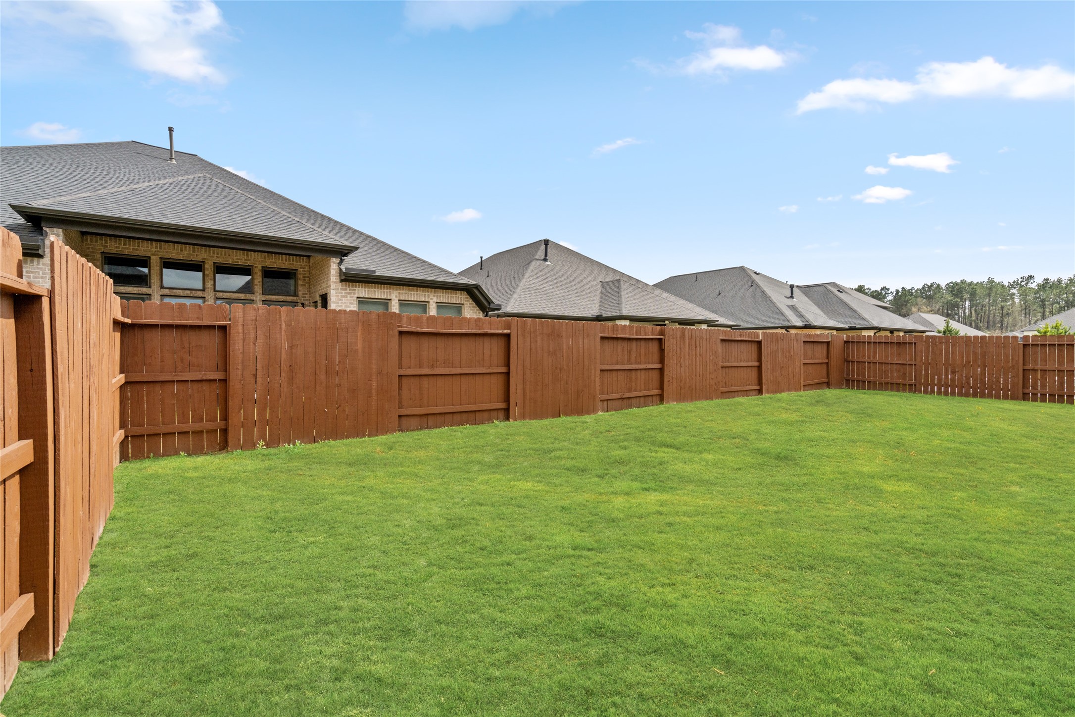 17461 Bayflower Conroe, TX 77385 - Photo 40 of 49 View of the backyard and the painted fence.