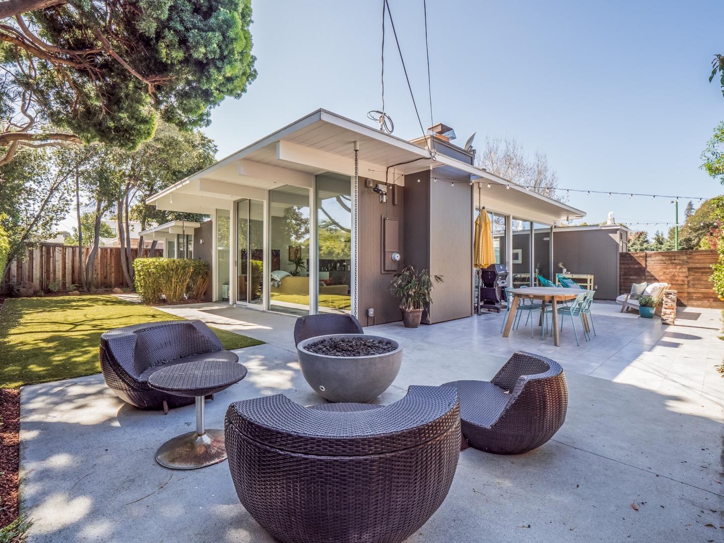 3449 Thomas Drive Palo Alto, CA 94303 - Photo 48 of 59 a view of a patio with couches chairs and a fire pit