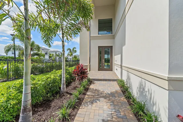 a porch with seating space