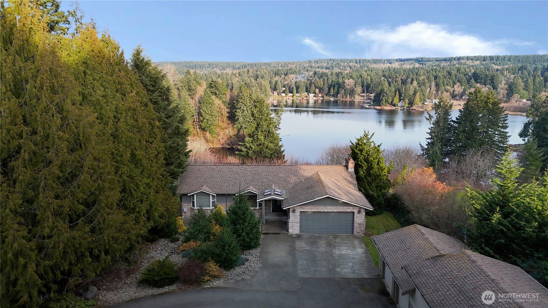 5810 Meridian Road Southeast Olympia, WA 98513 - Photo 37 of 40 an aerial view of house with yard and lake view