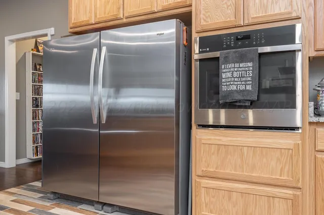 a close view of a refrigerator in kitchen