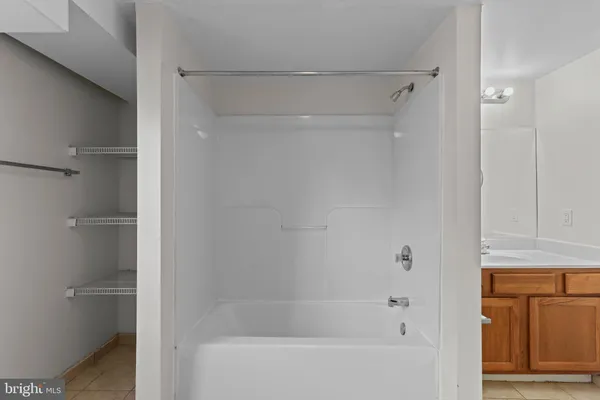 a bathroom with a bathtub