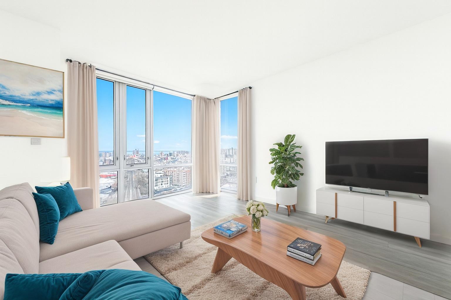 a living room with furniture and a flat screen tv