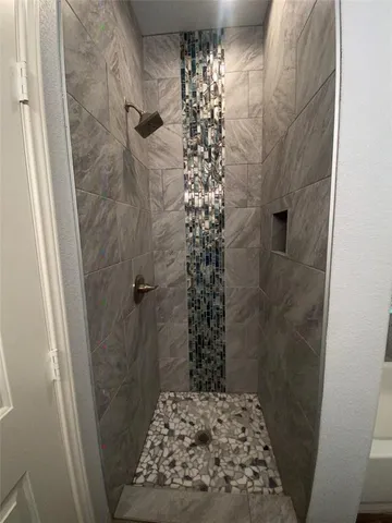 a bathroom with a shower