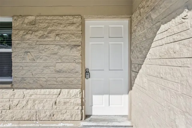 a view of wooden door