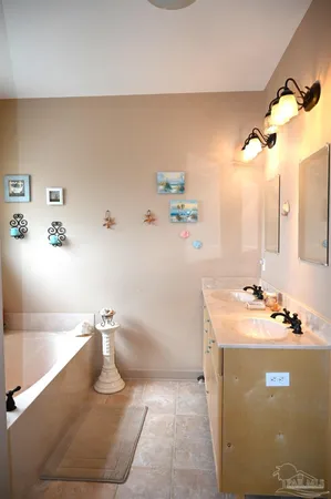 a bathroom with a bathtub