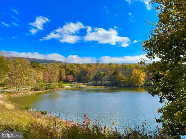 a view of a lake with a mountain