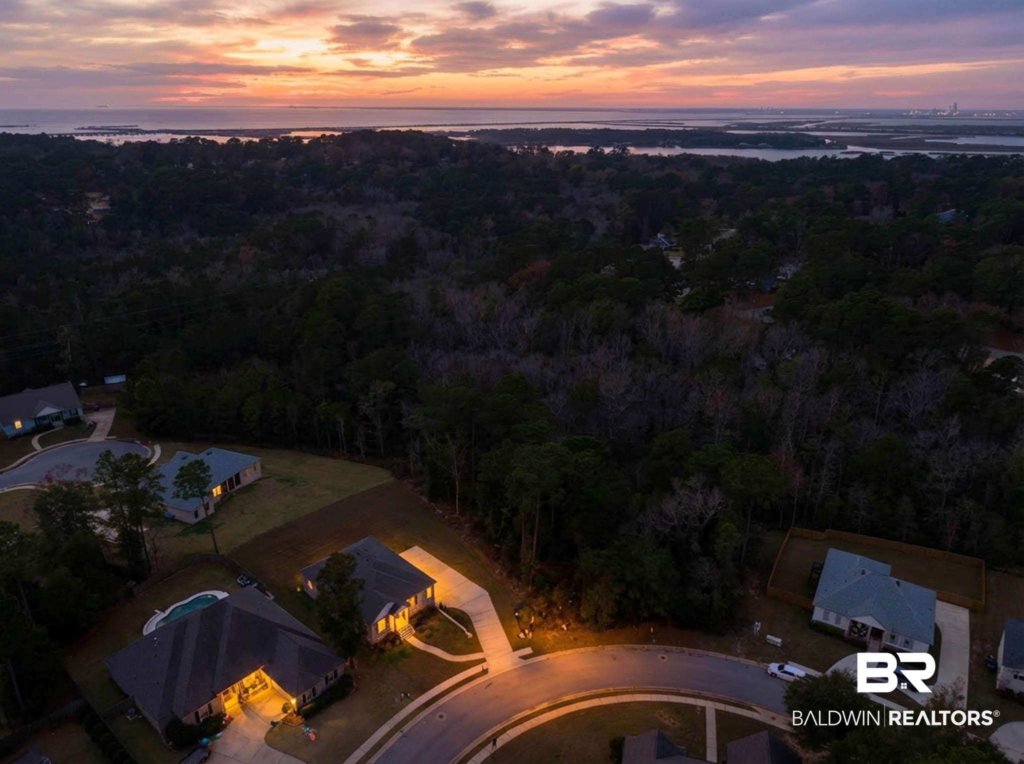 6656 Garrison Drive Daphne, AL 36527 - Photo 56 of 57 Aerial view at dusk of a water view