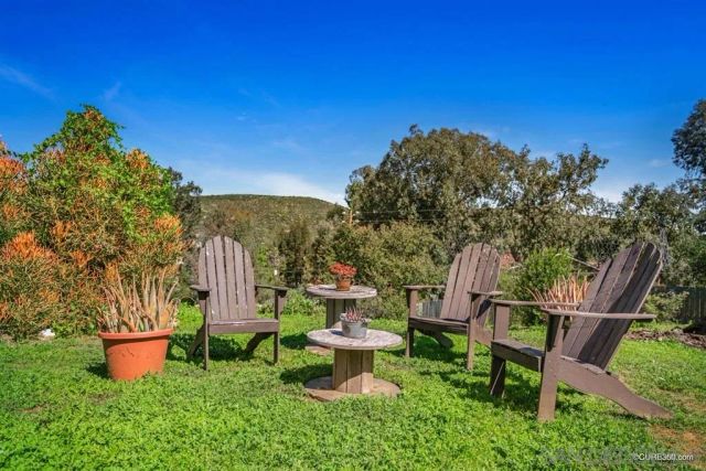 a view of a chairs and table in the patio