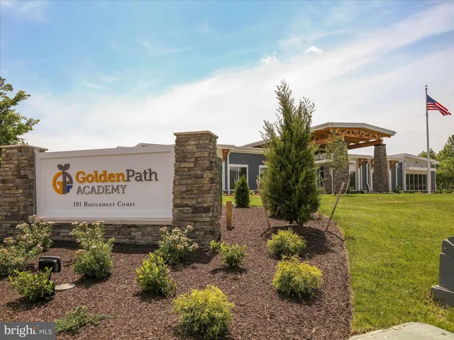 a view of park with large trees and playing area