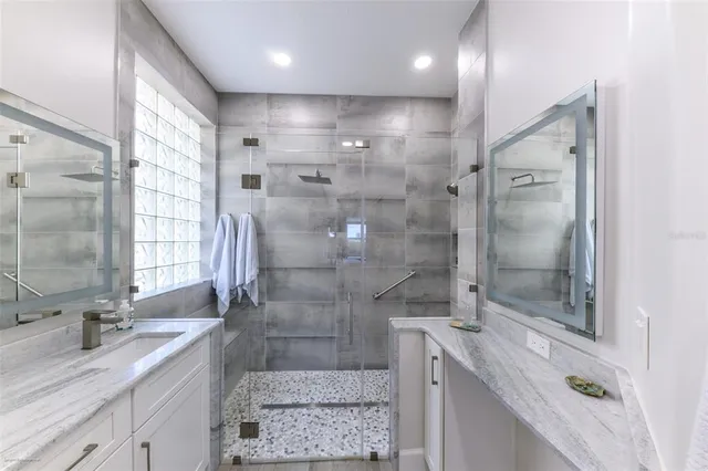 a view of a patio with swimming pool