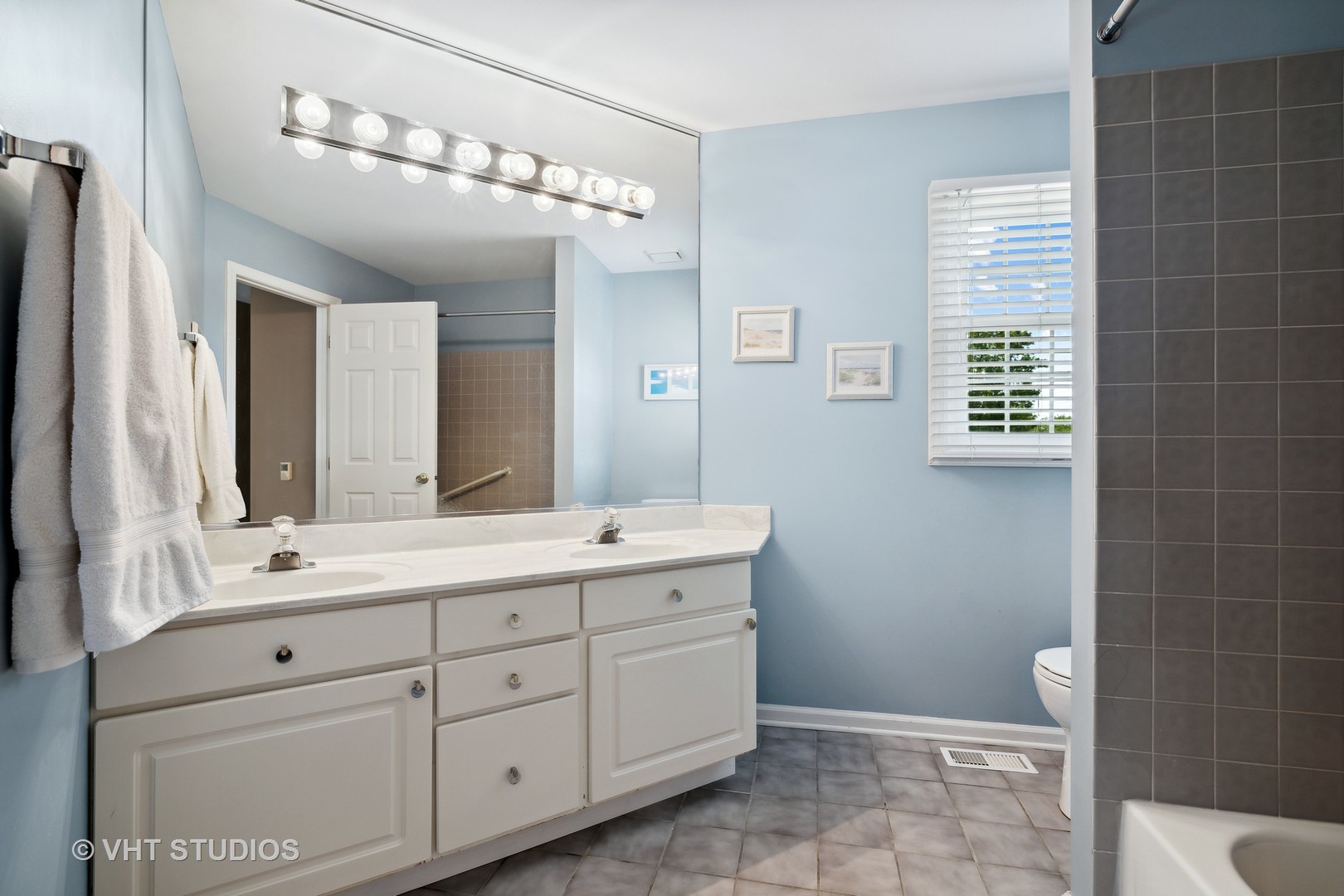 10001 Derby Lane Mokena, IL 60448 - Photo 21 of 31 a bathroom with a double vanity sink a toilet and a mirror