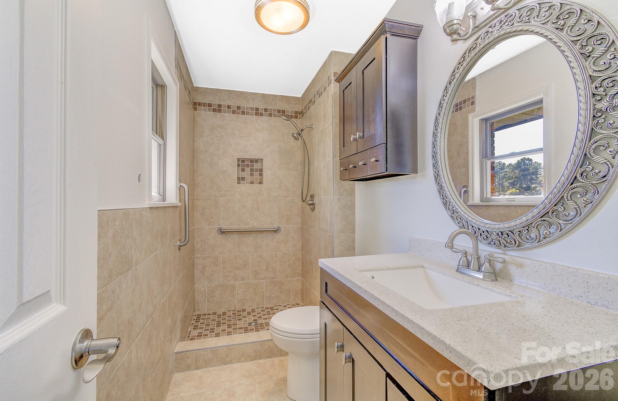 1248 Jenkins Valley Road Alexander, NC 28701 - Photo 25 of 43 a bathroom with a sink a toilet and a mirror