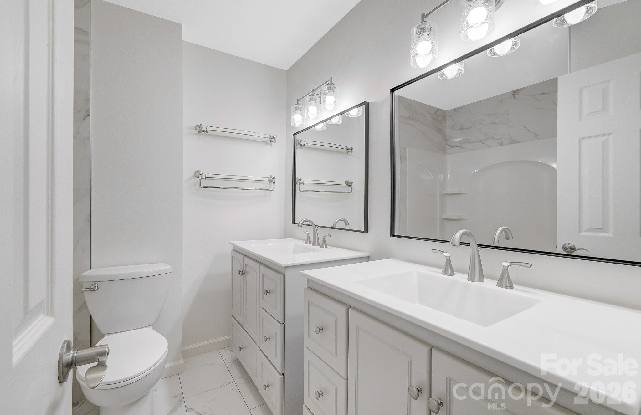 1248 Jenkins Valley Road Alexander, NC 28701 - Photo 8 of 43 a bathroom with a sink a toilet a mirror and vanity