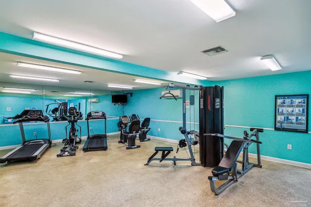 a view of a room with gym equipment