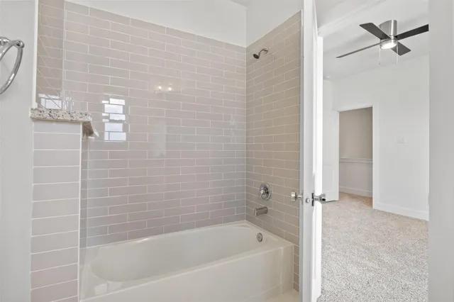 a bathroom with a bathtub