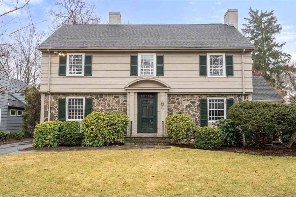 36 Rutledge Road Belmont, MA 02478 - Photo 1 of 23 a front view of a house with garden