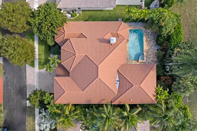 an aerial view of a house