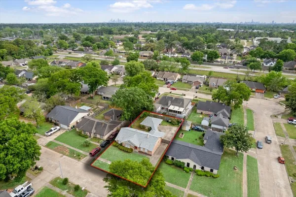 an aerial view of multiple house