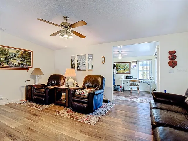 a living room with furniture