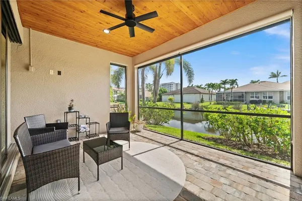 a living room with patio
