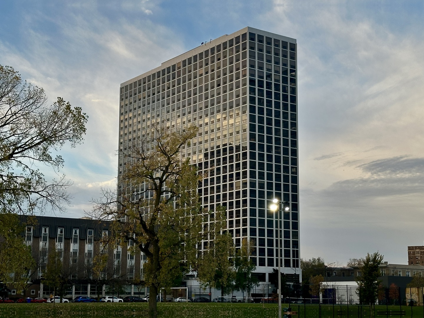 a front view of a building