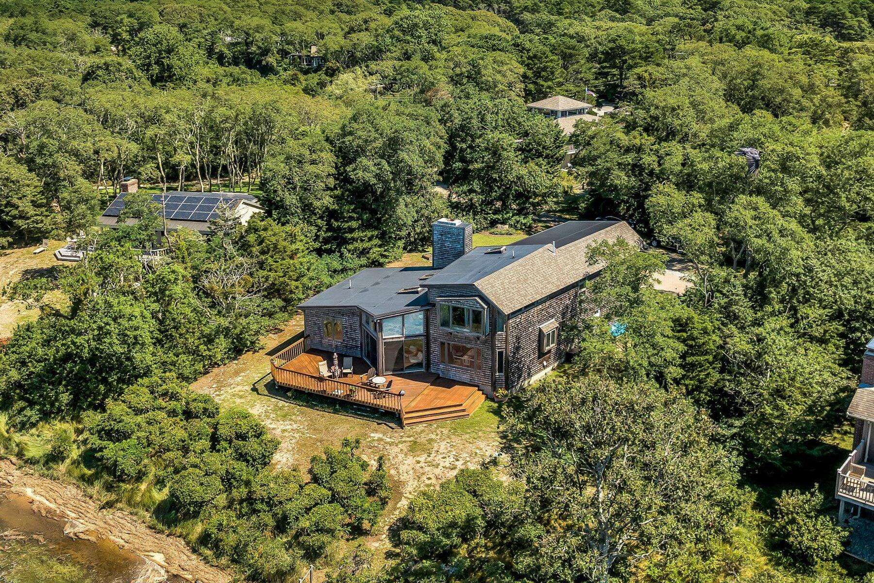 20 Catboat Road Wellfleet, MA 02667 - Photo 49 of 53 a aerial view of a house with swimming pool and garden view