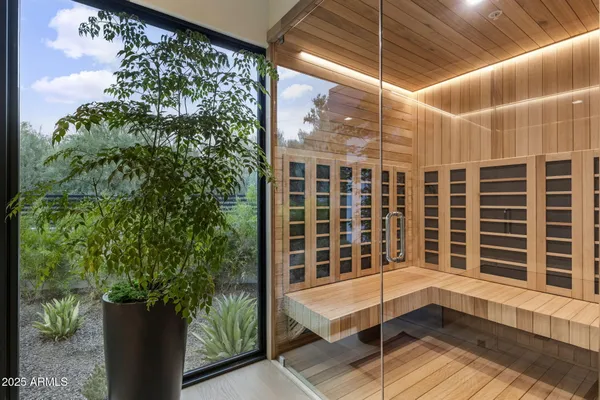 a view of balcony with furniture