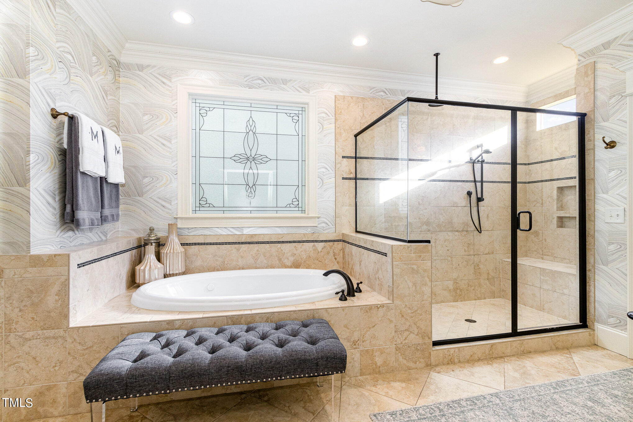 7814 Monument Lane Raleigh, NC 27615 - Photo 21 of 52 Whirlpool plus oversized walk-in shower, obscure glass window