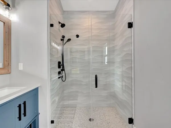 a bathroom with a shower